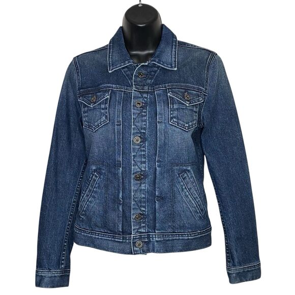 AG Adriano Goldschmied Womens Small Trucker Jean Jacket Blue Denim Western NEW - Picture 1 of 14